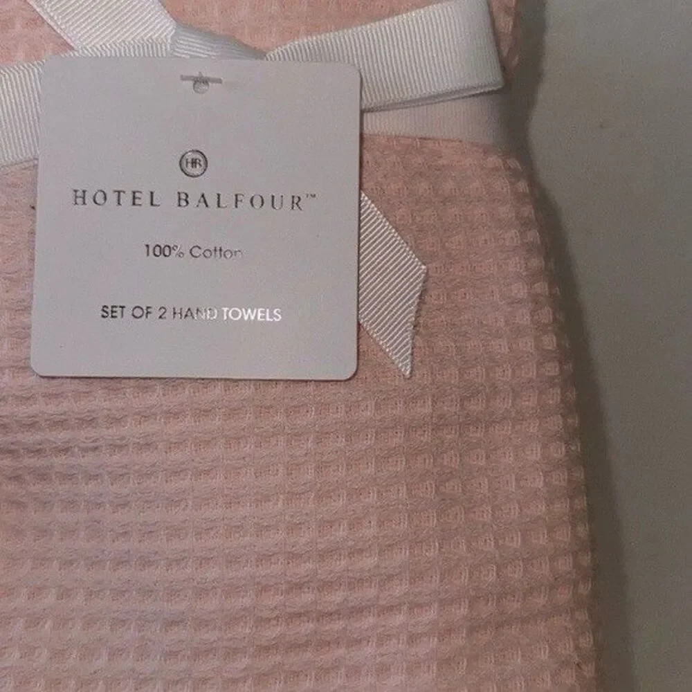 NWT Hotel Balfour 9 Piece 100% Cotton Bath Waffle Weave Towel Set Soft Pink